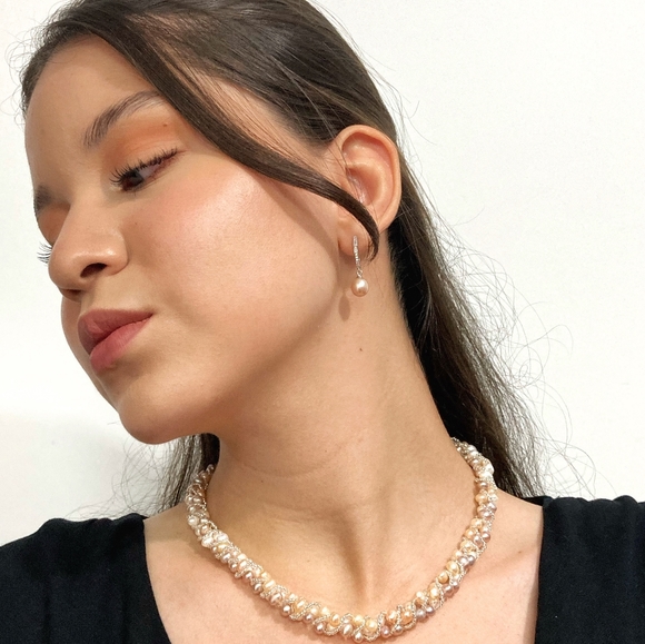 NEW 925 Sterling Silver Real Natural Freshwater Purple Drop Pearl Dangle Earring - Picture 11 of 11